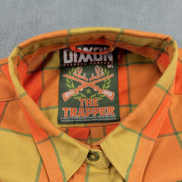 Dixxon Flannel Shirt Womens Lg Orange Check Plaid "The Trapper" Long Sleeve Snap - Picture 3 of 8